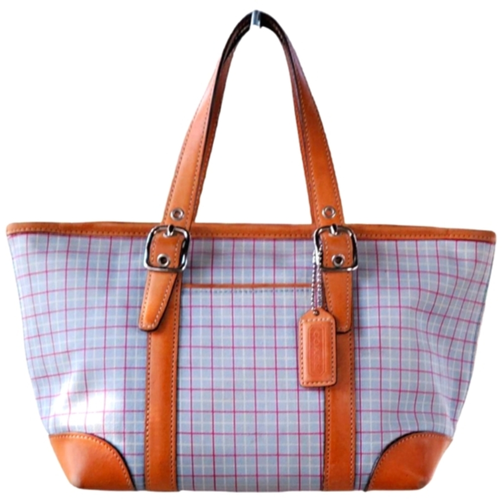 Coach - Plaid Tote Bag with Tan Accents & Hangtag